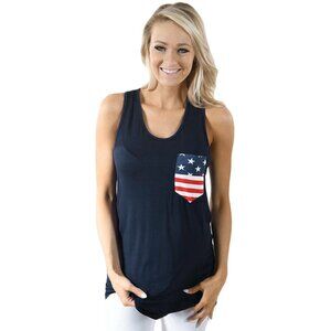 True Rock USA Tank Top Racerback Tank Bow Detail Red/Wht/Blu sz M-L NEW